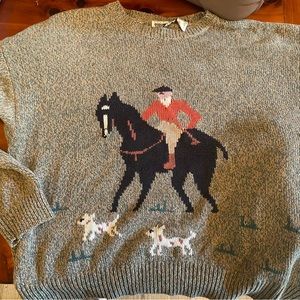 Vintage equestrian sweater, extra large in fair condition.